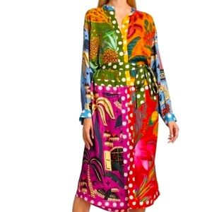 Farm Rio-  Earth Rainbow Midi dress Size M